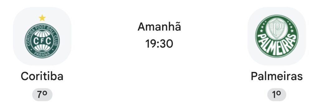 Aonde assistir Coritiba x Palmeiras nessa quarta (22)